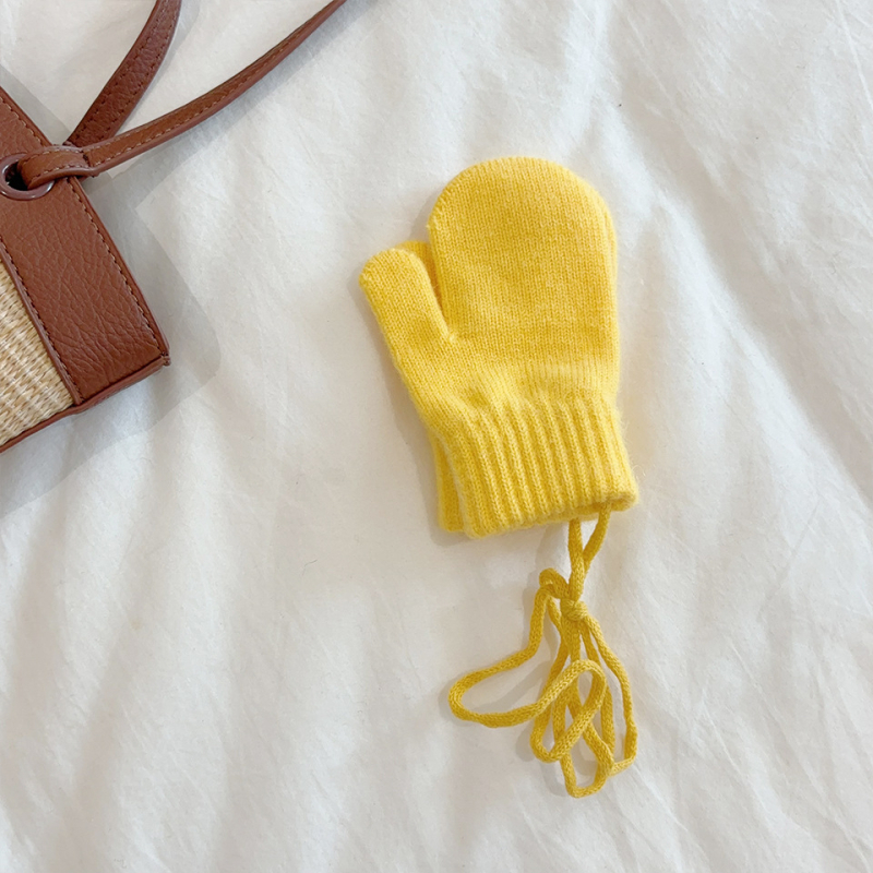 Bērnu cimdi ziemai korejas stilā, siltie adīti cimdi, vecums 1-4 gadi, abpusēji piemēroti, vienkrāsains raksts