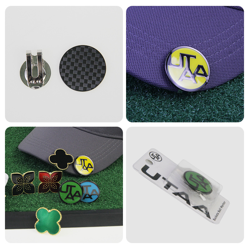 Golfa cepures klips ar magnētisko bumbiņu marķieri, cinka sakausējuma magnets, noņemams četru lapu koku dizains, privātās zīmes iespēja