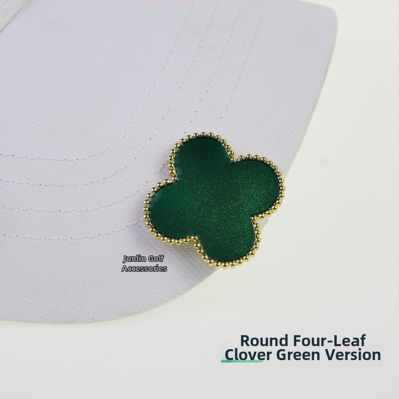Golfa cepures klips ar magnētisko bumbiņu marķieri, cinka sakausējuma magnets, noņemams četru lapu koku dizains, privātās zīmes iespēja