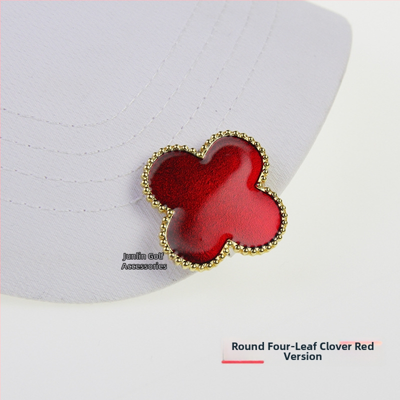 Golfa cepures klips ar magnētisko bumbiņu marķieri, cinka sakausējuma magnets, noņemams četru lapu koku dizains, privātās zīmes iespēja