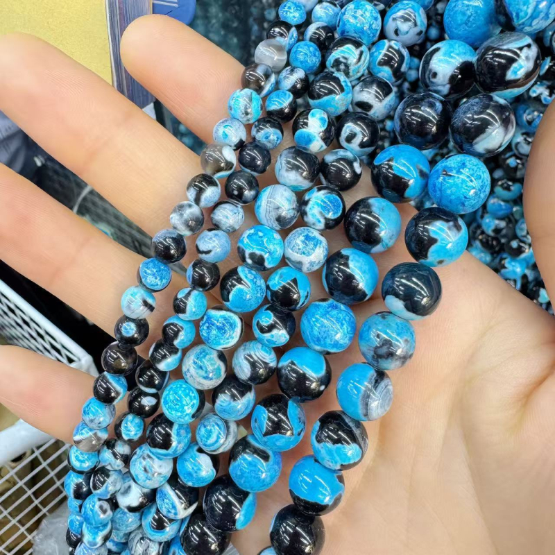 Agat perle za DIY nakit, prirodni kamen, okrugle 6 mm, boje koje se mijenjaju, poluproizvodi