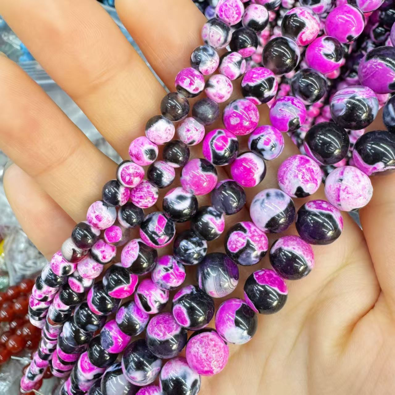 Agat perle za DIY nakit, prirodni kamen, okrugle 6 mm, boje koje se mijenjaju, poluproizvodi