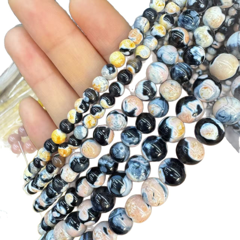 Agat perle za DIY nakit, prirodni kamen, okrugle 6 mm, boje koje se mijenjaju, poluproizvodi