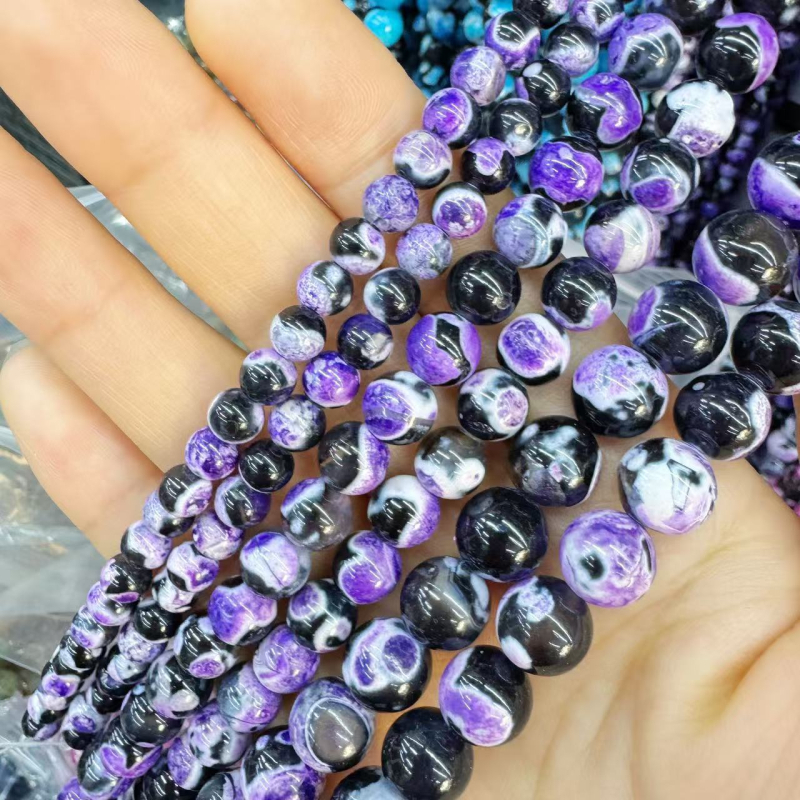 Agat perle za DIY nakit, prirodni kamen, okrugle 6 mm, boje koje se mijenjaju, poluproizvodi