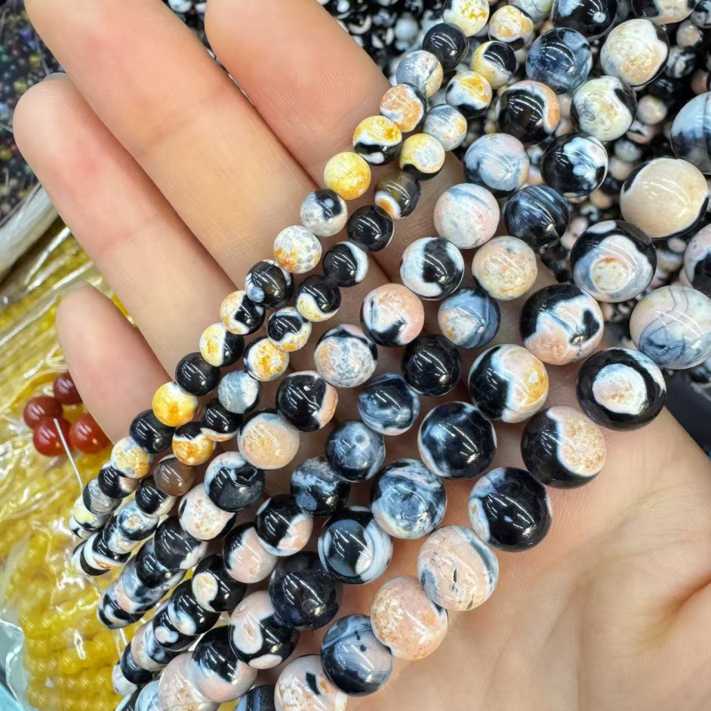 Agat perle za DIY nakit, prirodni kamen, okrugle 6 mm, boje koje se mijenjaju, poluproizvodi