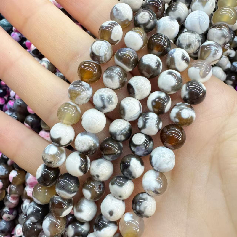 Agat perle za DIY nakit, prirodni kamen, okrugle 6 mm, boje koje se mijenjaju, poluproizvodi