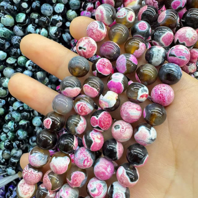 Agat perle za DIY nakit, prirodni kamen, okrugle 6 mm, boje koje se mijenjaju, poluproizvodi