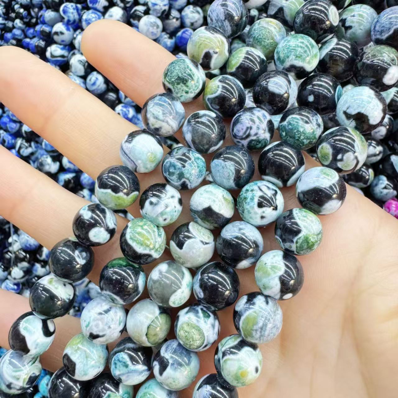 Agat perle za DIY nakit, prirodni kamen, okrugle 6 mm, boje koje se mijenjaju, poluproizvodi