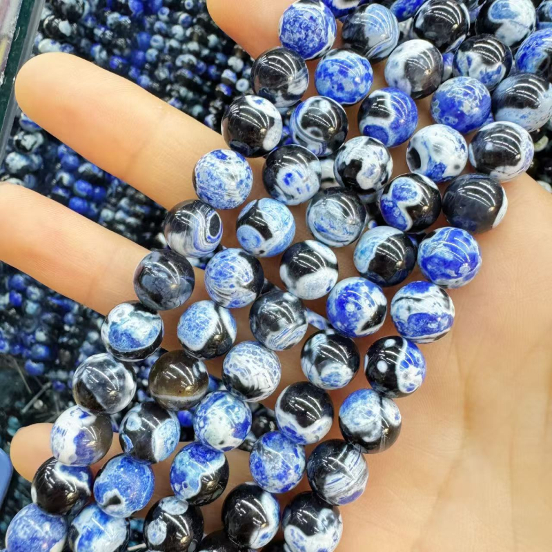 Agat perle za DIY nakit, prirodni kamen, okrugle 6 mm, boje koje se mijenjaju, poluproizvodi