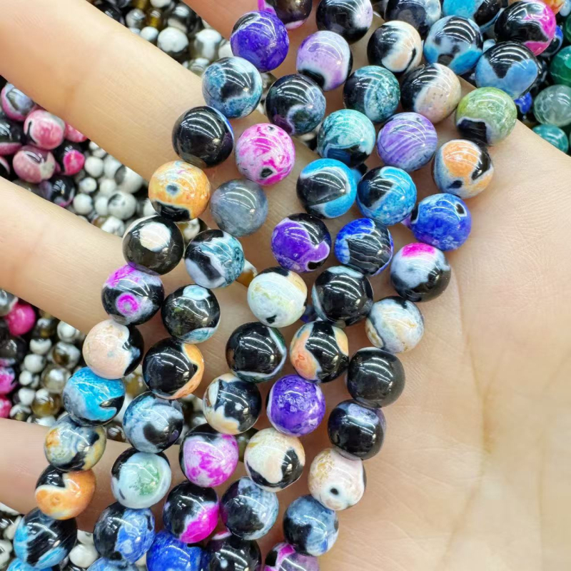 Agat perle za DIY nakit, prirodni kamen, okrugle 6 mm, boje koje se mijenjaju, poluproizvodi
