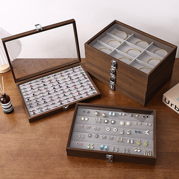 Medinė juvelyrinių dirbinių dėžutė su dangčiu, dulkių ir drėgmei atspari, staliniam naudojimui, 1 aukštas, klasikinio Kinijos stiliaus