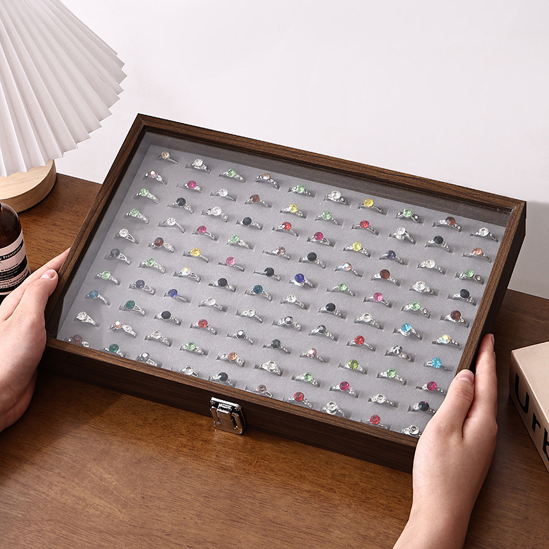 Medinė juvelyrinių dirbinių dėžutė su dangčiu, dulkių ir drėgmei atspari, staliniam naudojimui, 1 aukštas, klasikinio Kinijos stiliaus