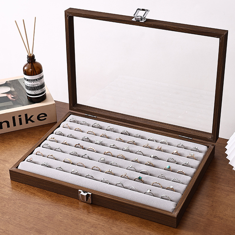 Medinė juvelyrinių dirbinių dėžutė su dangčiu, dulkių ir drėgmei atspari, staliniam naudojimui, 1 aukštas, klasikinio Kinijos stiliaus