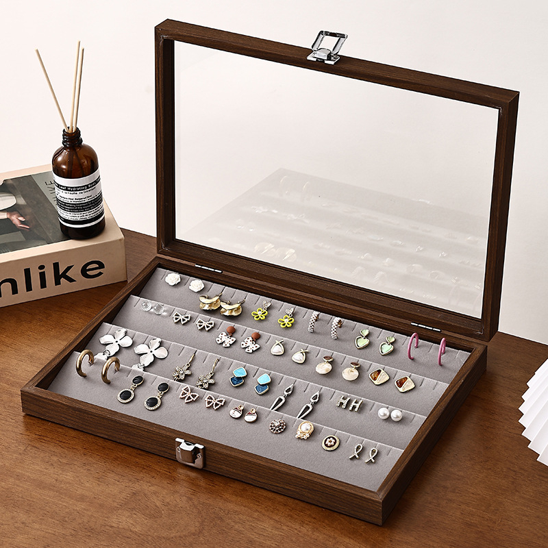 Medinė juvelyrinių dirbinių dėžutė su dangčiu, dulkių ir drėgmei atspari, staliniam naudojimui, 1 aukštas, klasikinio Kinijos stiliaus