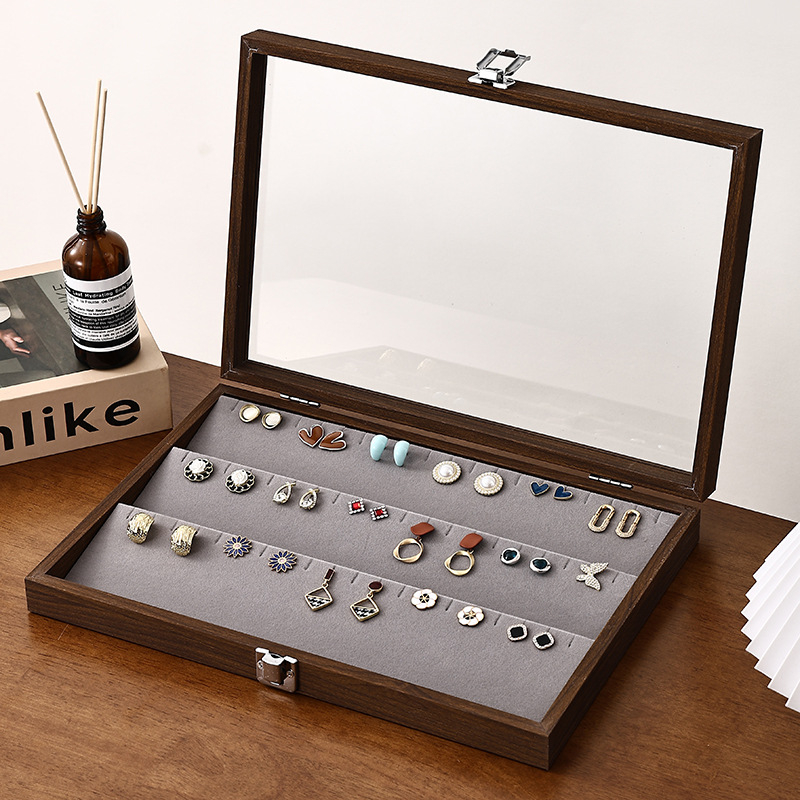 Medinė juvelyrinių dirbinių dėžutė su dangčiu, dulkių ir drėgmei atspari, staliniam naudojimui, 1 aukštas, klasikinio Kinijos stiliaus