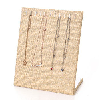 Vertikāls L-formas juvelierizstrādājumu stends auskarām un kaklariem — samta apvalks, kompozītmateriāls, mākslas vēja stils