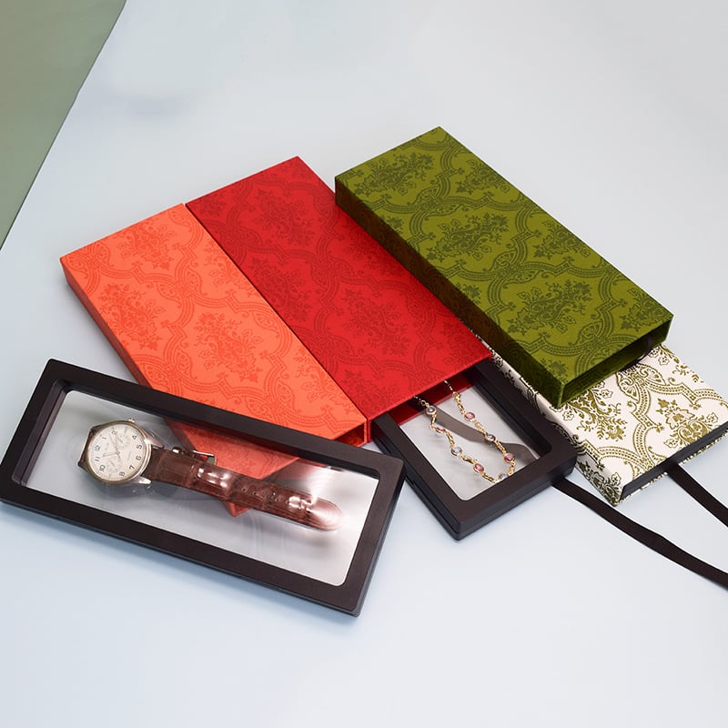 Kutija za izlaganje nakita s izvlačnim pretincem i visećim poklopcem – retro pravokutni dizajn; materijal: papir/karton; porijeklo: Yiwu, Kina; brend: Beautiful box packaging