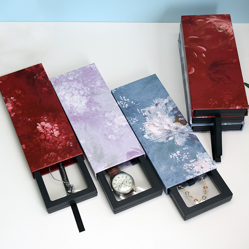 Kutija za izlaganje nakita s izvlačnim pretincem i visećim poklopcem – retro pravokutni dizajn; materijal: papir/karton; porijeklo: Yiwu, Kina; brend: Beautiful box packaging