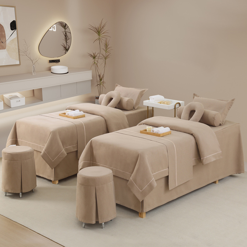 Četverodijelni set navlaka za krevete od 100% pamuka za kozmetički salon, masažu i terapiju, za sve sezone, moderan minimalistički stil