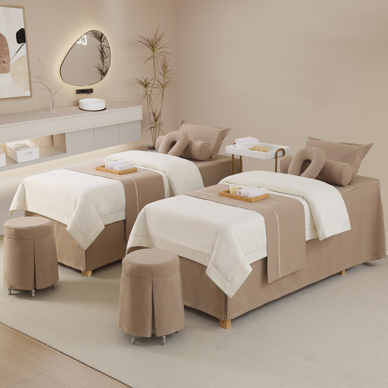 Četverodijelni set navlaka za krevete od 100% pamuka za kozmetički salon, masažu i terapiju, za sve sezone, moderan minimalistički stil