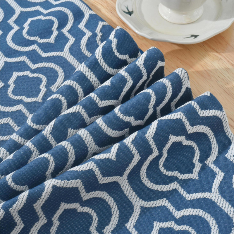 Jacquard stolni runner od poliester-cotton, marokanski stil, geometrijski uzorak, moderan minimalistički dizajn