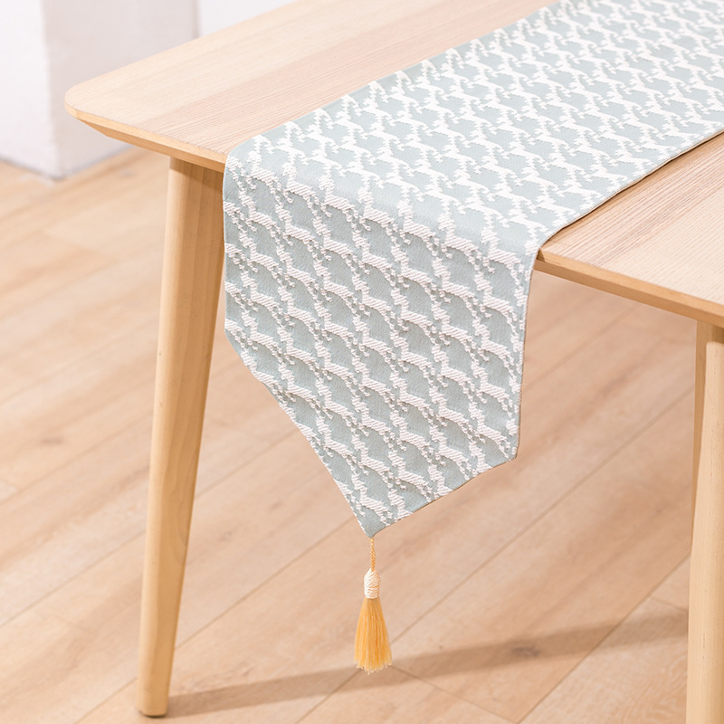 Jacquard stolni runner od poliester-cotton, marokanski stil, geometrijski uzorak, moderan minimalistički dizajn