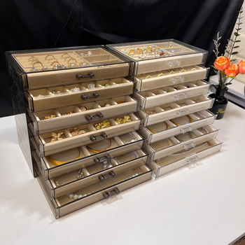 7 sluoksnių papuošalų dėžutė, didelė talpa auskarams ir karolijoms, stalinis saugojimas, dulkių ir drėgmės atspari, plastikas, paprastas modernus dizainas