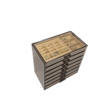 7 sluoksnių papuošalų dėžutė, didelė talpa auskarams ir karolijoms, stalinis saugojimas, dulkių ir drėgmės atspari, plastikas, paprastas modernus dizainas