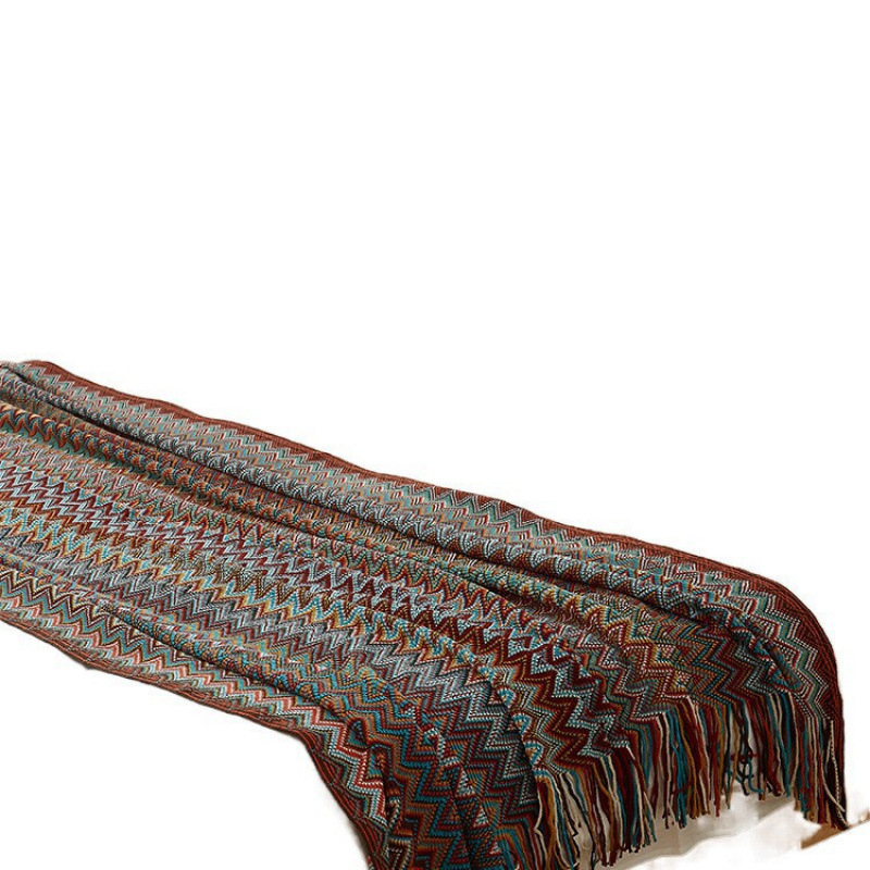 Покривало за края на леглото - етнически стил, ивичен модел, за хотелски интериор, код на продукта dBx6jjp7