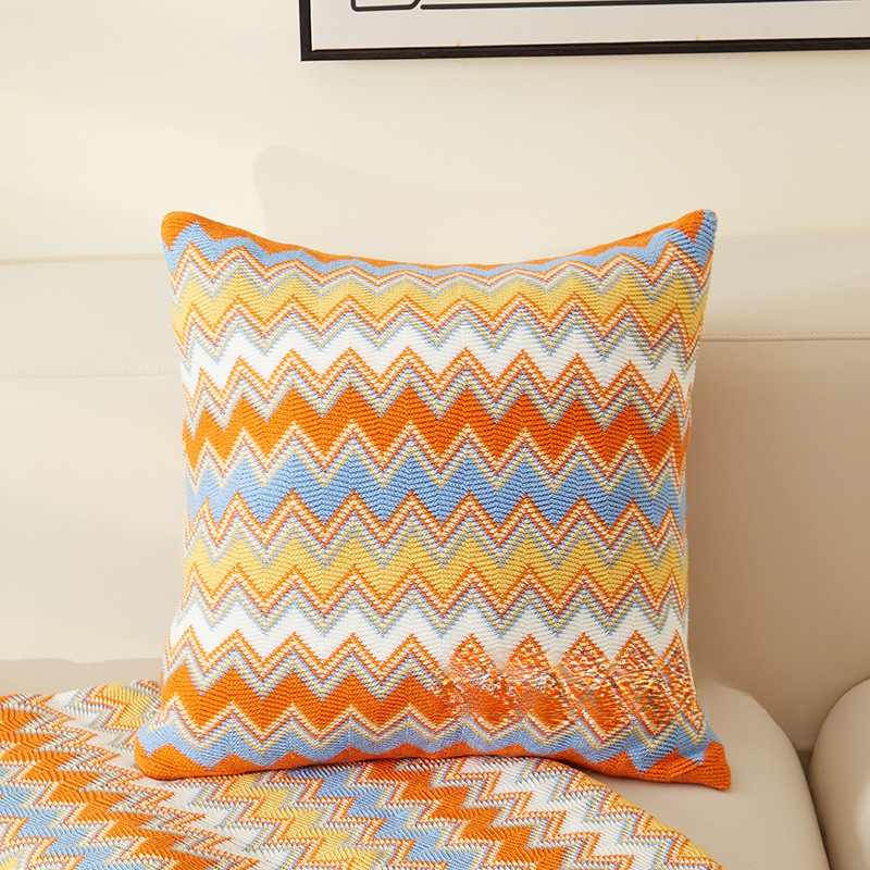 Покривало за края на леглото - етнически стил, ивичен модел, за хотелски интериор, код на продукта dBx6jjp7