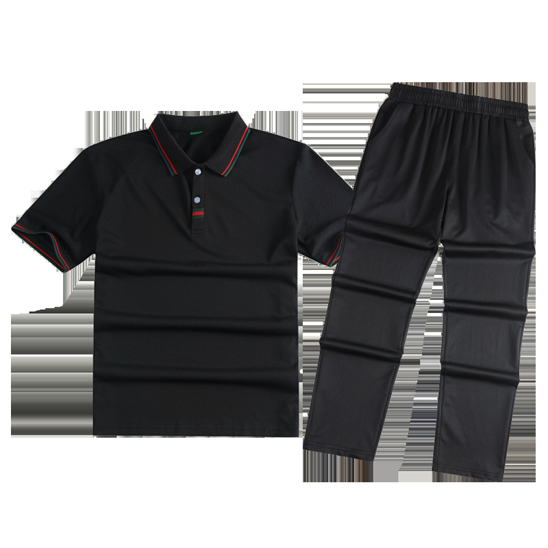 Keske Vasaros unisex sportinis komplektas su trumpomis rankovėmis marškinėliais ir ilgomis kelniomis, 100% poliesteris