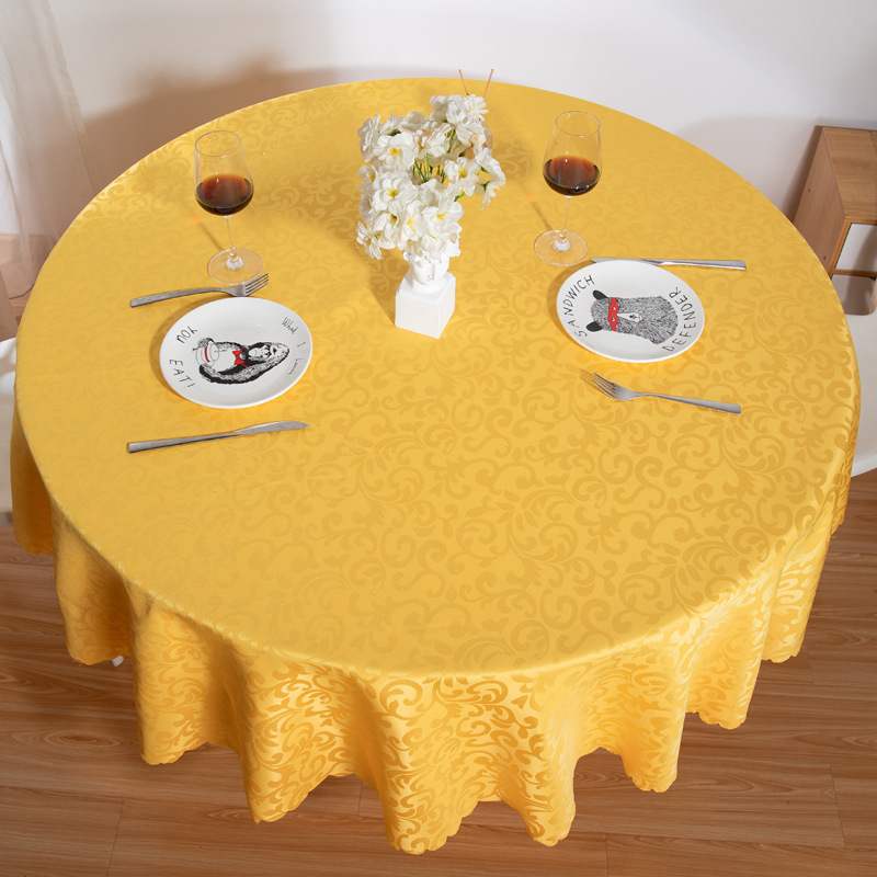 Față de masă rotundă din poliester, conținut 80% poliester, rezistent la uzură, la praf, la temperaturi înalte, decorativ — stil Chinez nou