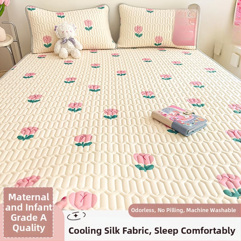 Trīsdaļīgs vasaras atdzesējošs lateksa matu komplekts — mākslīgais latekss, Tailandes latekss, lateksa saturs 90% vai vairāk, drukāta auduma šķiedra, mūsdienīgs minimālisma stils, Yi Ronghan