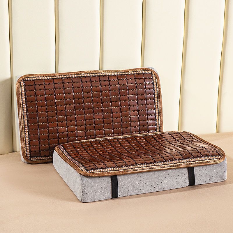 Vasaros atvėsinimo kilimėlių komplektas su latekso pagalve, pagalvės užvalkalu, bambukiniu kilimėliu ir nugaros atrama