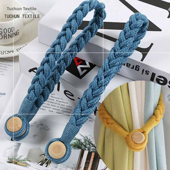 Koka aizkaru sprādze ar rokām adītu kokvilnas auklu joslu, magnētiskā sprādze, pielāgojama, jauna ķīniešu stila dizains