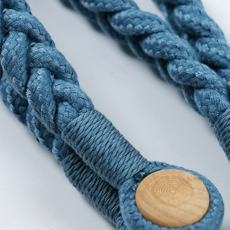 Koka aizkaru sprādze ar rokām adītu kokvilnas auklu joslu, magnētiskā sprādze, pielāgojama, jauna ķīniešu stila dizains