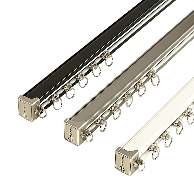 Luxus dupla függöny sín alumíniumötvözetből, felső szerelés, csendes gördülésű görgő, modell 1077