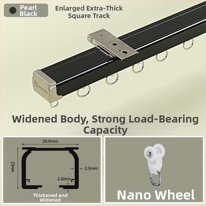 Luxus dupla függöny sín alumíniumötvözetből, felső szerelés, csendes gördülésű görgő, modell 1077