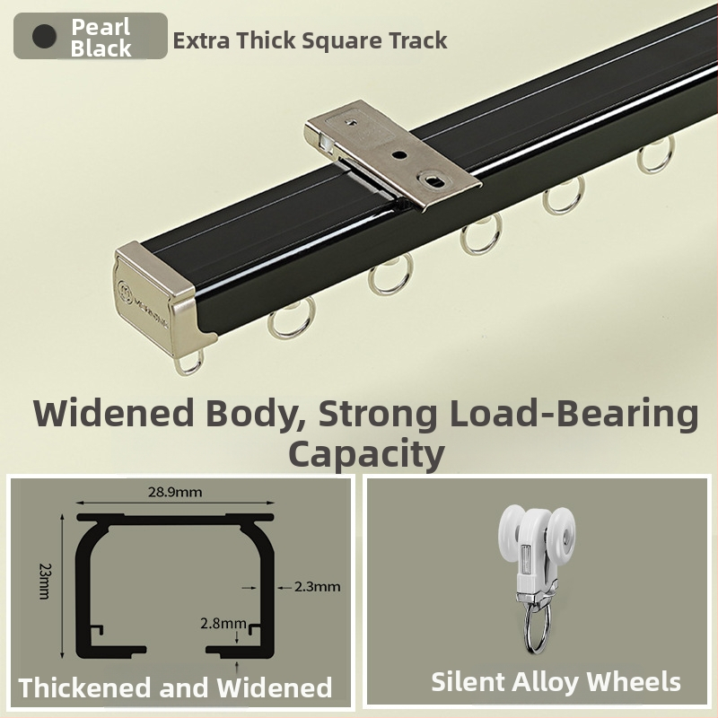 Luxus dupla függöny sín alumíniumötvözetből, felső szerelés, csendes gördülésű görgő, modell 1077