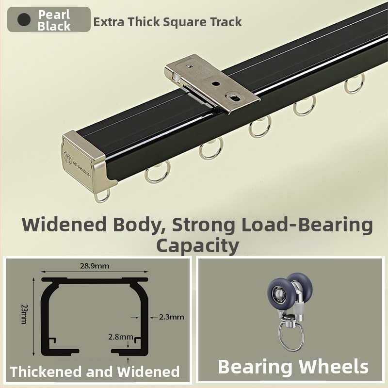 Luxus dupla függöny sín alumíniumötvözetből, felső szerelés, csendes gördülésű görgő, modell 1077