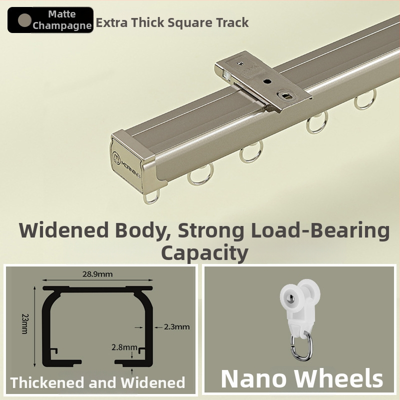 Luxus dupla függöny sín alumíniumötvözetből, felső szerelés, csendes gördülésű görgő, modell 1077
