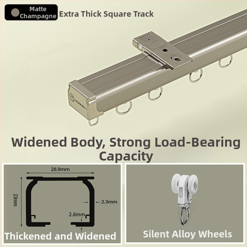 Luxus dupla függöny sín alumíniumötvözetből, felső szerelés, csendes gördülésű görgő, modell 1077