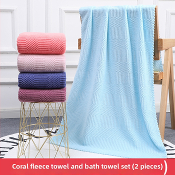 Kupaonski set ručnika od coral fleece, s motivom ananasa, visoke gustoće, debeli, upijajući i brzo se suši