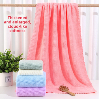 Kupaonski set ručnika od coral fleece, s motivom ananasa, visoke gustoće, debeli, upijajući i brzo se suši