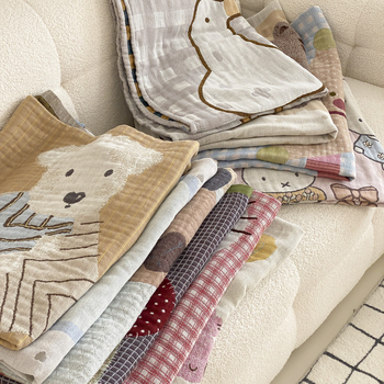 Négy réteg pamut géz törölköző, puha és nedvszívó, szálmentes, Jacquard szövés, 150D, alkalmas felnőttek és gyerekek számára