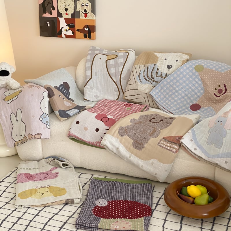 Négy réteg pamut géz törölköző, puha és nedvszívó, szálmentes, Jacquard szövés, 150D, alkalmas felnőttek és gyerekek számára