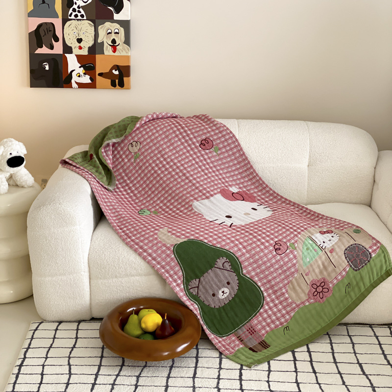 Négy réteg pamut géz törölköző, puha és nedvszívó, szálmentes, Jacquard szövés, 150D, alkalmas felnőttek és gyerekek számára