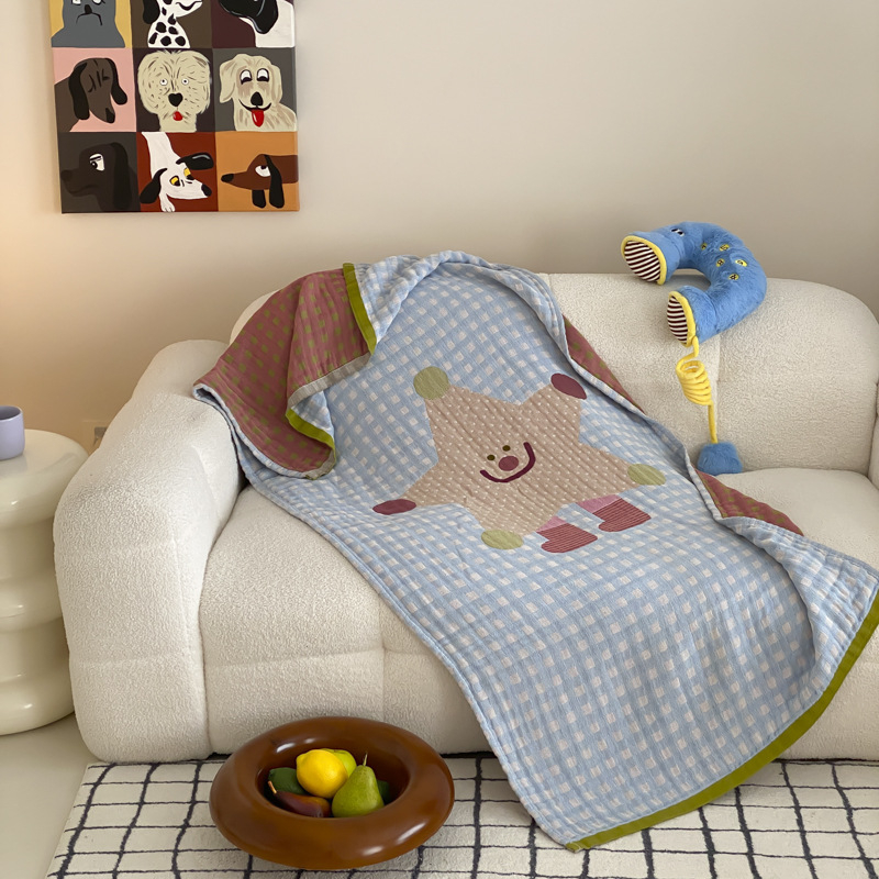 Négy réteg pamut géz törölköző, puha és nedvszívó, szálmentes, Jacquard szövés, 150D, alkalmas felnőttek és gyerekek számára