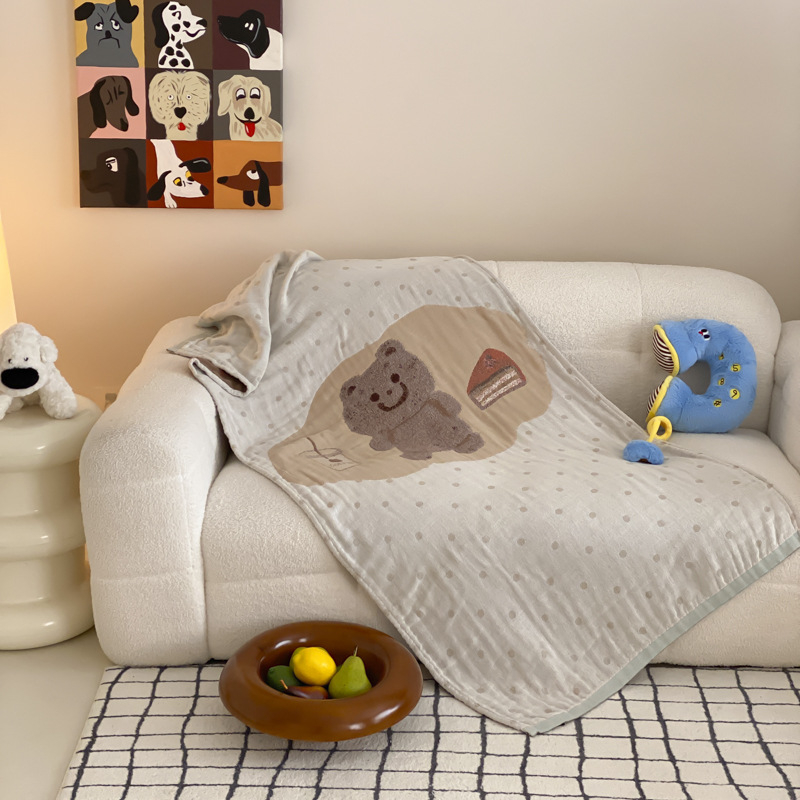 Négy réteg pamut géz törölköző, puha és nedvszívó, szálmentes, Jacquard szövés, 150D, alkalmas felnőttek és gyerekek számára