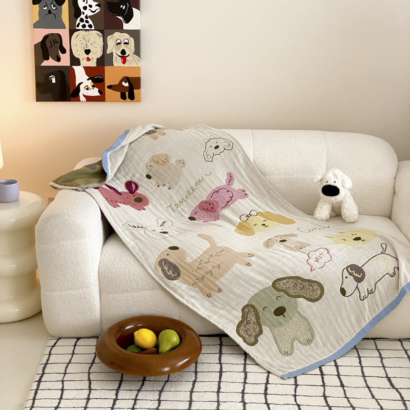 Négy réteg pamut géz törölköző, puha és nedvszívó, szálmentes, Jacquard szövés, 150D, alkalmas felnőttek és gyerekek számára